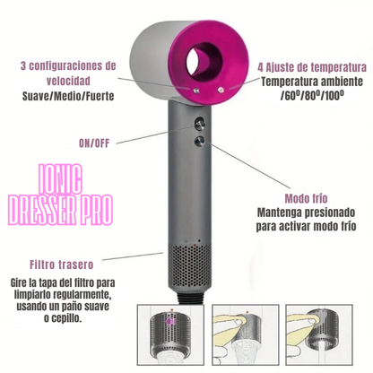 Secador Iónico- IONIC DRESSER PRO + 5 ACCESORIOS