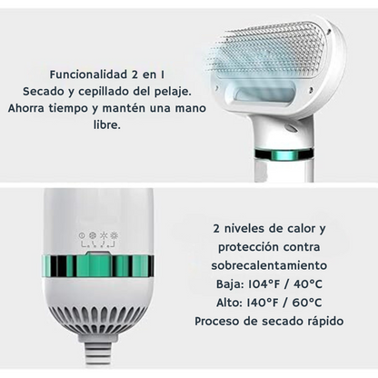 Secador mascotas 2 en 1 - PET DRYER BRUSH